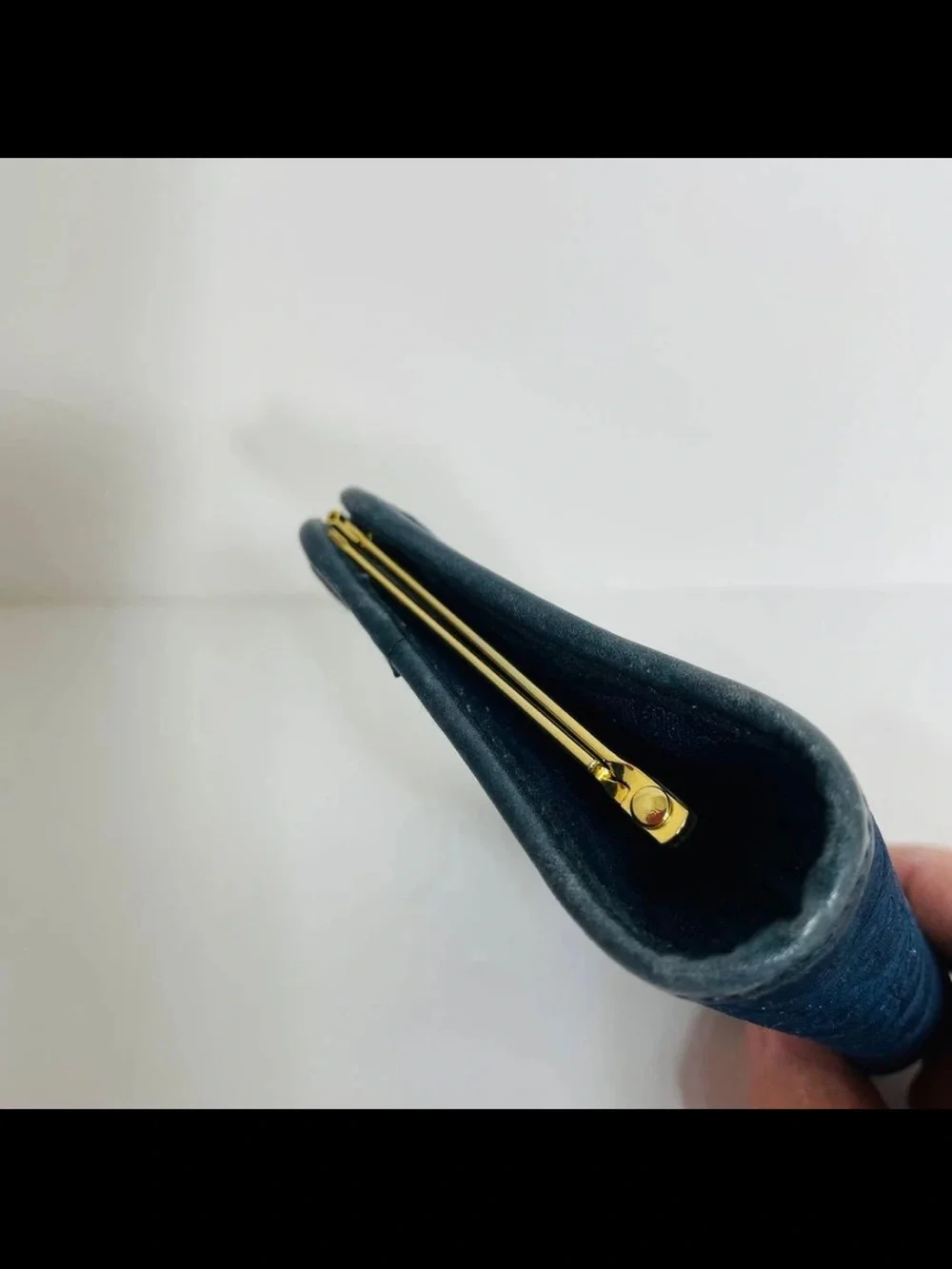 Dior Blue Monogram Frame Wallet with Gold-Tone Clasp
